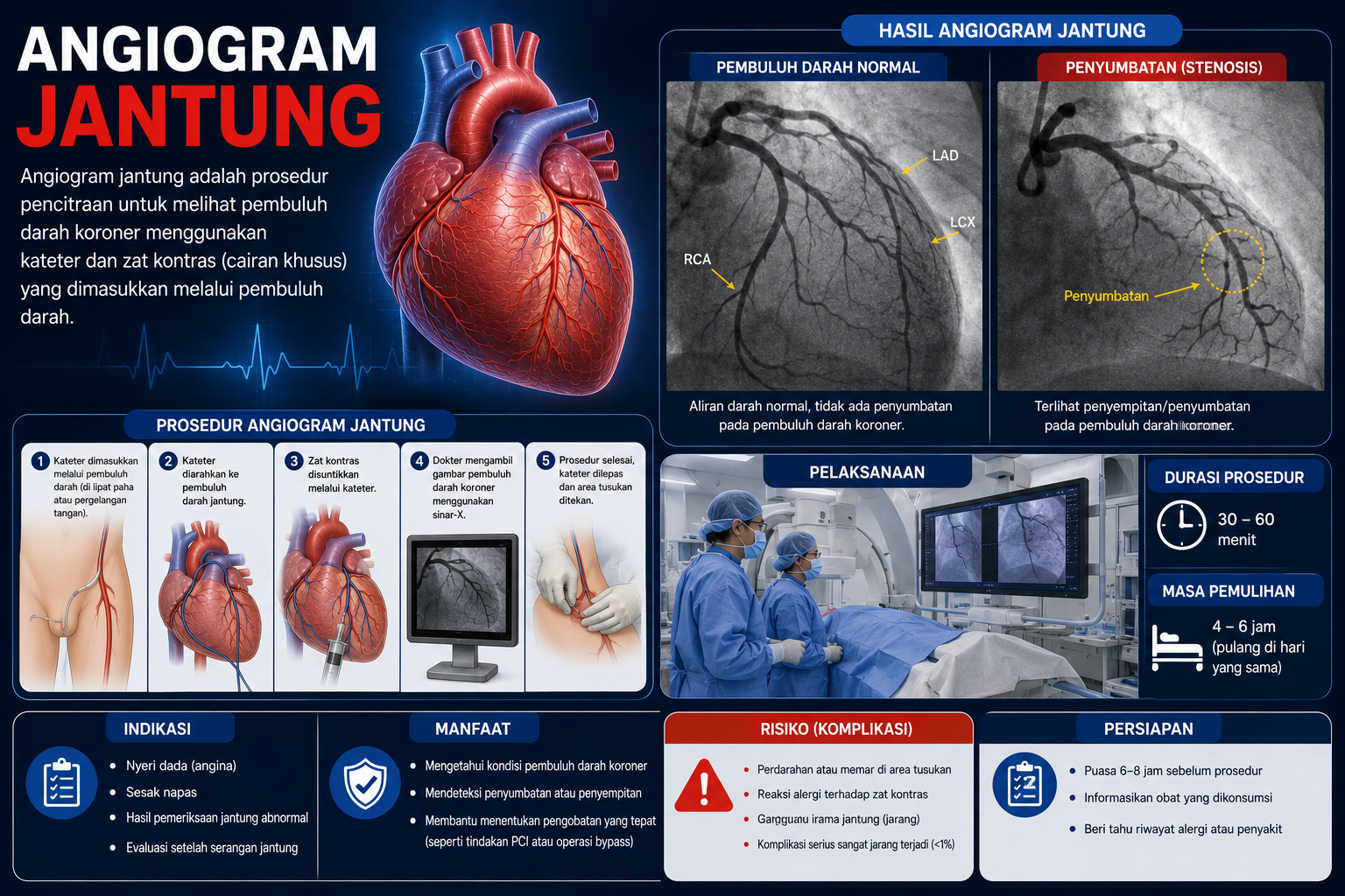 Angiogram jantung (angiografi koroner) untuk melihat penyumbatan pembuluh darah jantung
