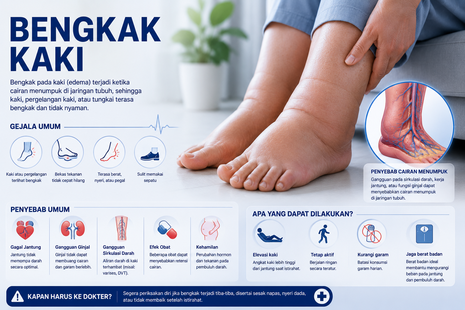 Bengkak kaki (edema tungkai) karena gagal jantung — pitting edema