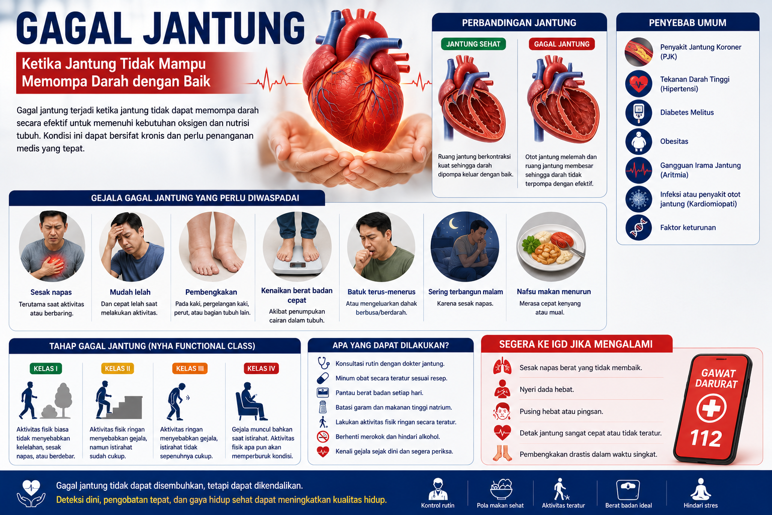 Gagal jantung (CHF) — kondisi jantung tidak mampu memompa darah secara optimal ke seluruh tubuh