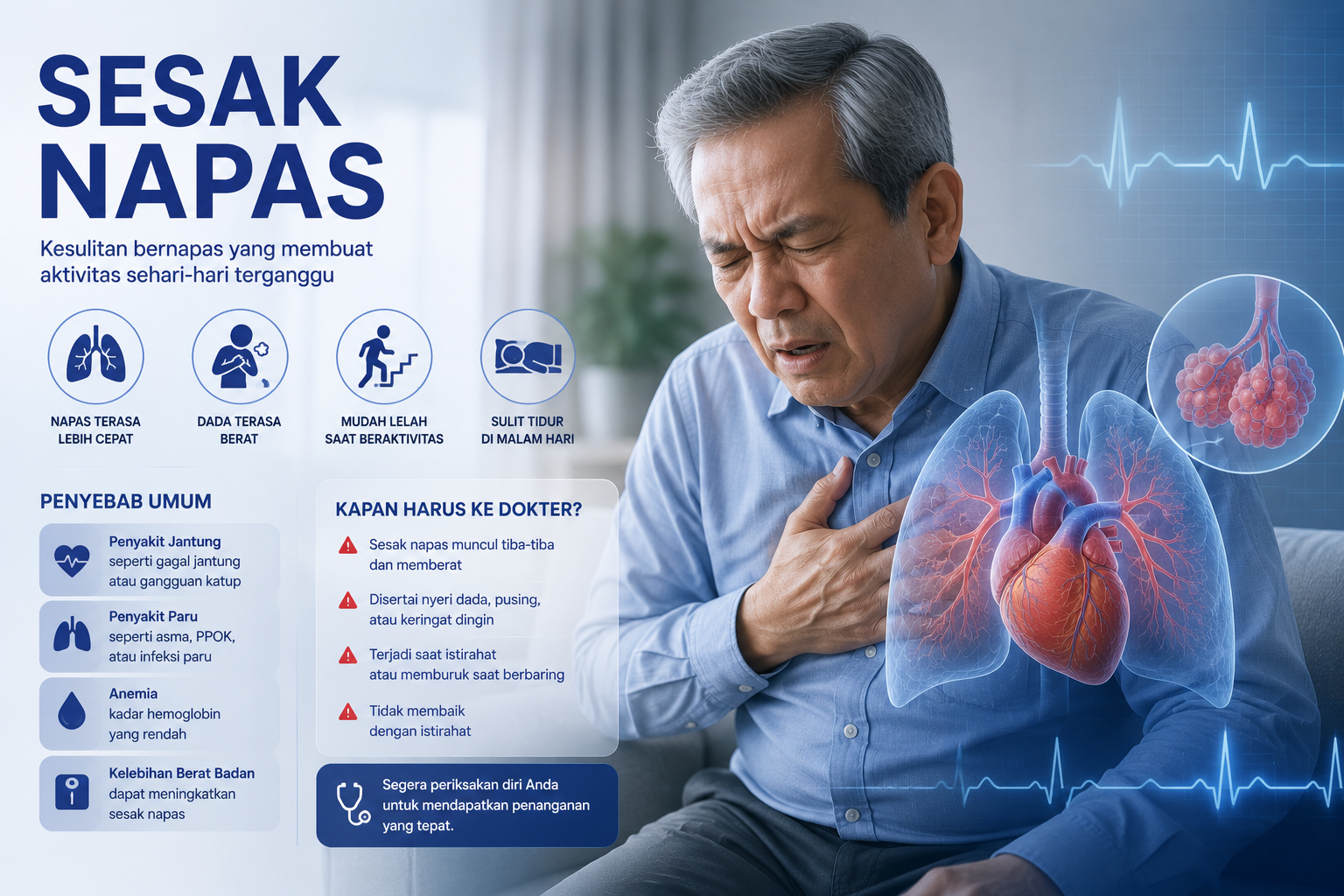 Sesak napas karena jantung — dispnea kardiak, orthopnea, PND