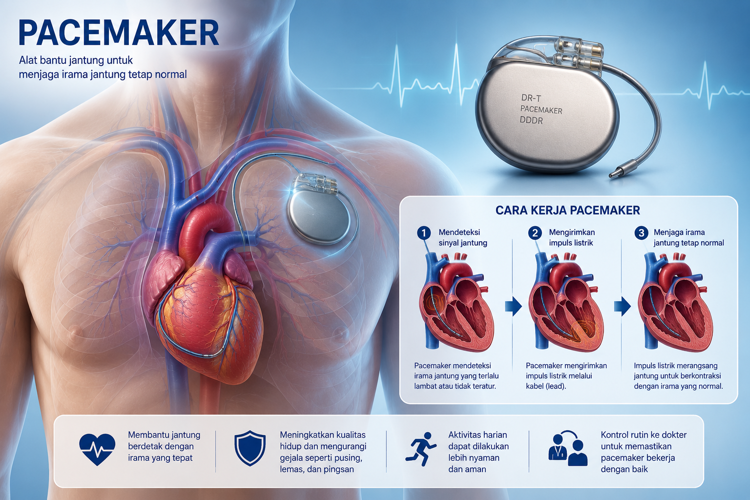 Pacemaker jantung — alat pacu jantung untuk bradikardia